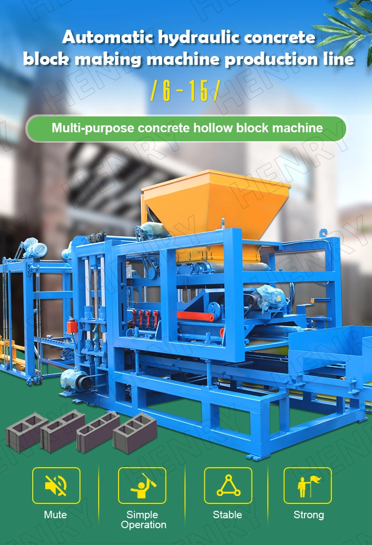 2023 New Automatic Hydraulic Block Making Machine Production Line Qt6-1 Hollow Block Machine Concrete Paver Machine Curbstone Making Machine Line Solid Blocks