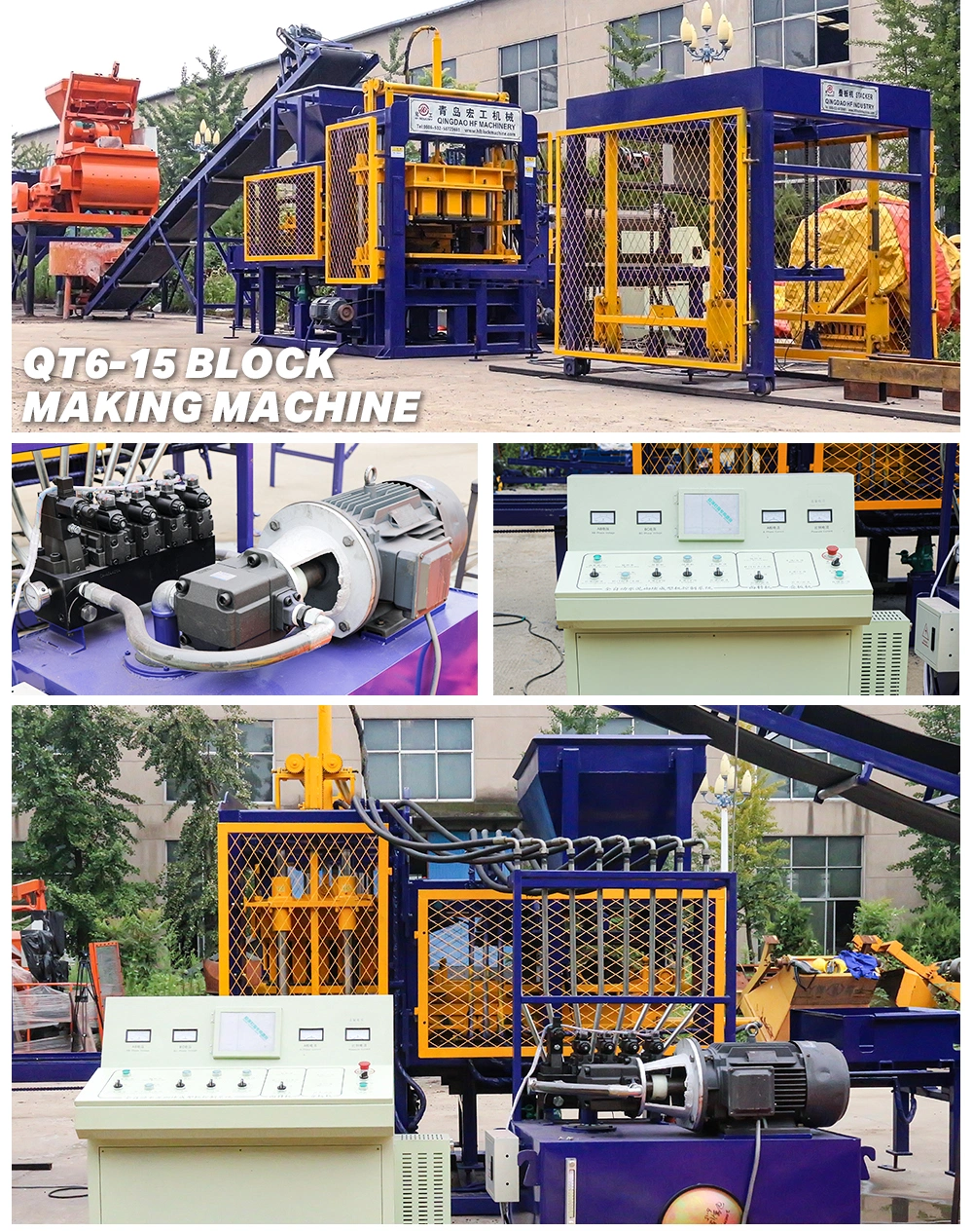 Qt6-15 Big Production Automatic Concrete Cement Line Block Making Machine