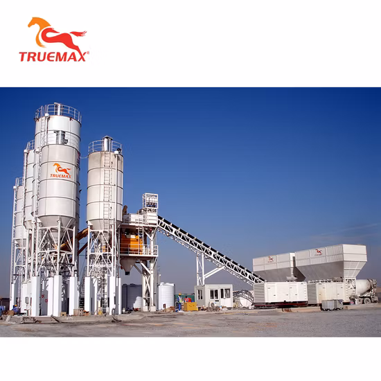 Hot Sale Truemax Mixing Concrete Machinery Cbp180s (HZS180) Portable Stationary Cement Mixer Concrete Batching Plant for Road Construction